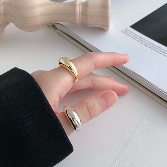 NEW Gold/Sterling Silver Curve Adjustable Ring - Picture 4 of 7